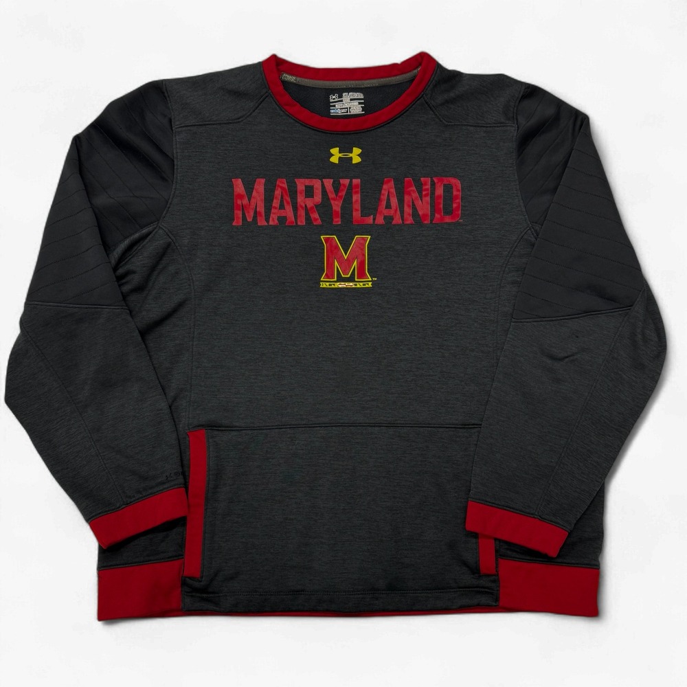 Under Armour Maryland Terrapins Sweatshirt Men 2XL Black Pullover Terps ColdGear